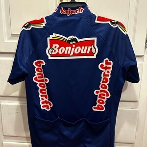 Cycling jersey  Bonjour Santini Vintage Mens Blue  Size M USA Y2k 2000s